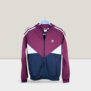 Vintage Maroon Adidas Training Jacket – Classic 3-Stripes